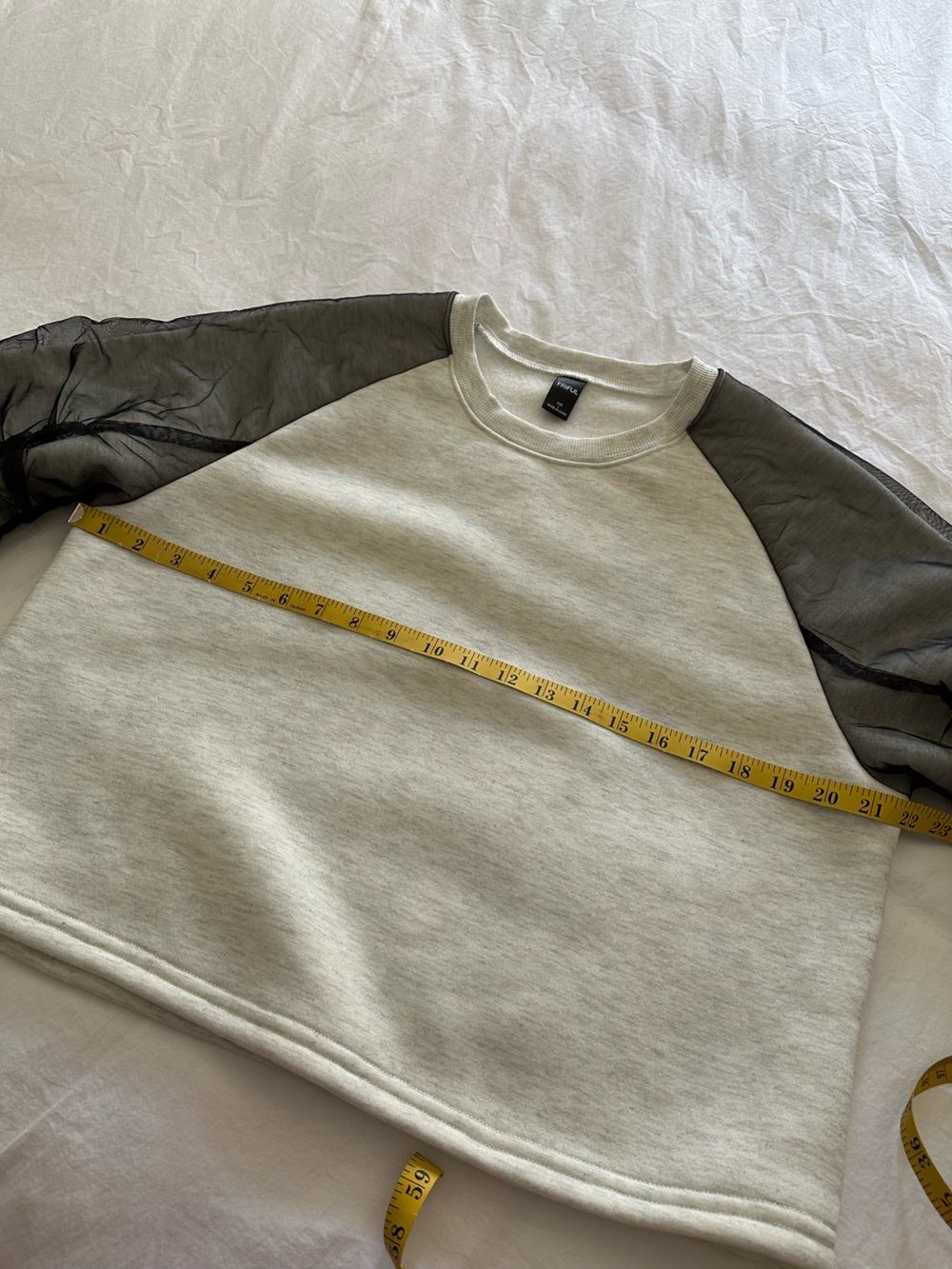 FRIFUL Sheer Puff Sleeve Sweatshirt with Organza Sleeves, NWOT size large - Picture 11 of 14
